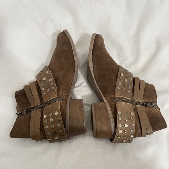 Naughty Monkey Crimson Boots Size 7.5 Brown Leather Studded Straps Western Boho - Picture 7 of 9